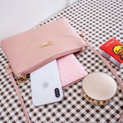 Leaf Chain Stylish Plain Design Zip Closure Women Shoulder Bag