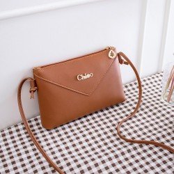 Leaf Chain Stylish Plain Design Zip Closure Women Shoulder Bag