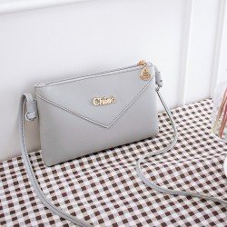 Leaf Chain Stylish Plain Design Zip Closure Women Shoulder Bag