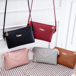 Leaf Chain Stylish Plain Design Zip Closure Women Shoulder Bag