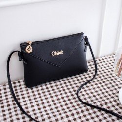 Leaf Chain Stylish Plain Design Zip Closure Women Shoulder Bag