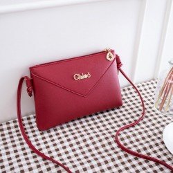 Leaf Chain Stylish Plain Design Zip Closure Women Shoulder Bag