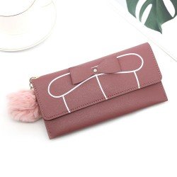 New Bow Fur Ball Ladies Wallet For Women