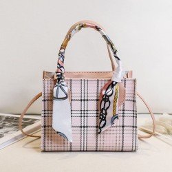 Luxury Plaid Ribbon Design Zipper Closure Women Handbag