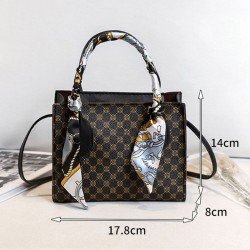Luxury Plaid Ribbon Design Zipper Closure Women Handbag