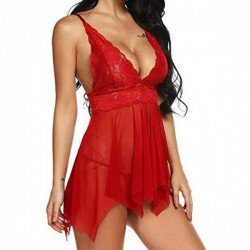 Women Sleepwear Lace Floral Nightwear Lingerie Set