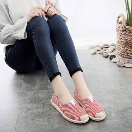Women's Canvas Shoes Slip-on Ballet Flats Classic Casual Sneakers Daily Loafers 