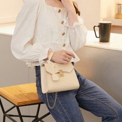 Women Casual Fashion Press Lock Shoulder Handbag