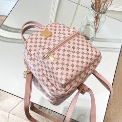 Mini Classic Backpack Geometric Pattern Preppy Zipper Adjustable Strap