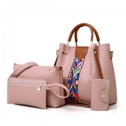 4 Pieces Women Fashion Synthetic Shopping Handbags Set
