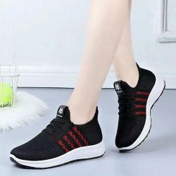 Stripes Embellished Front Lace-Up Women Sports Sneakers